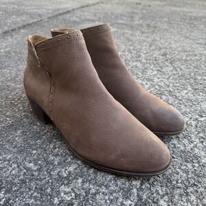 Lucky Brand Beathea Ankle Bootie Women's Sz 11 M Brown‎ Leather Zip Up